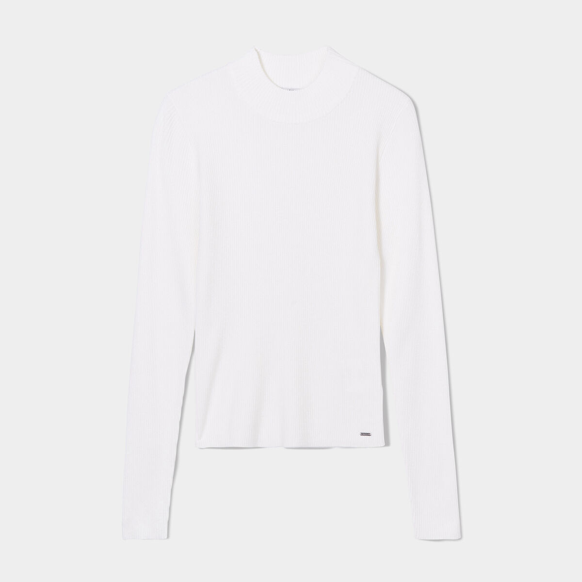 Pull côtelé col montant Creeks blanc femme