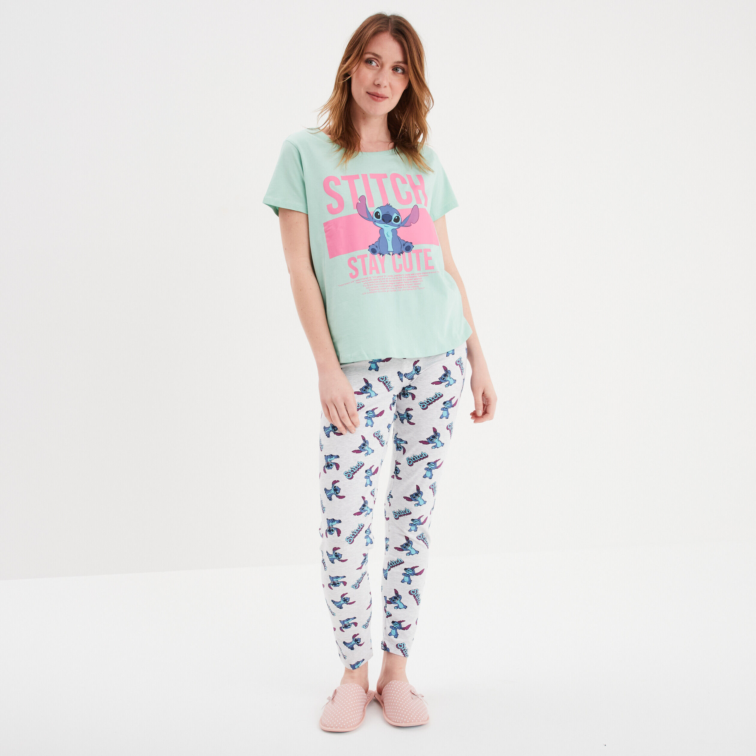 Ensemble pyjama legging Stitch vert clair femme