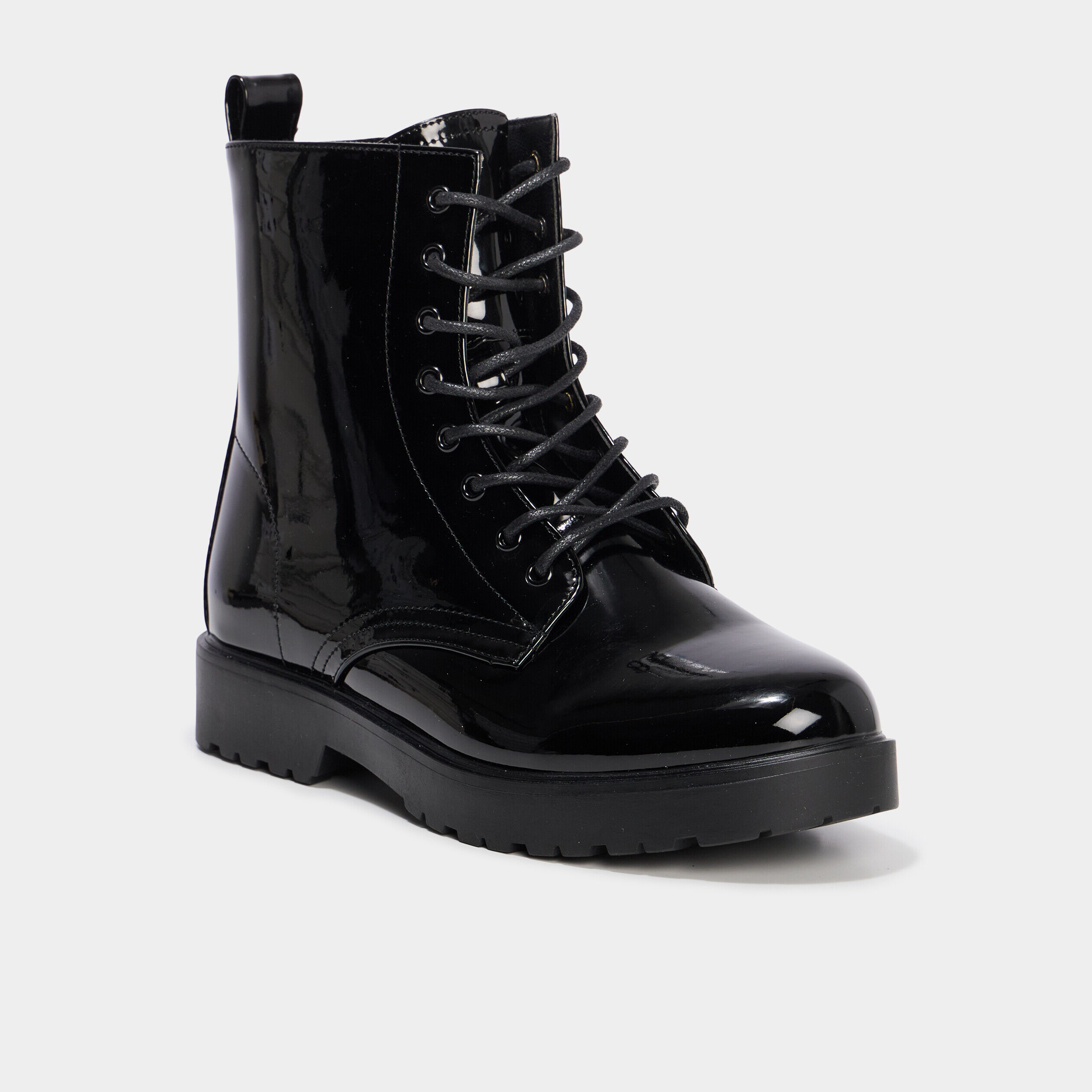 Boots vernies à lacets talons noir femme LIBERTO