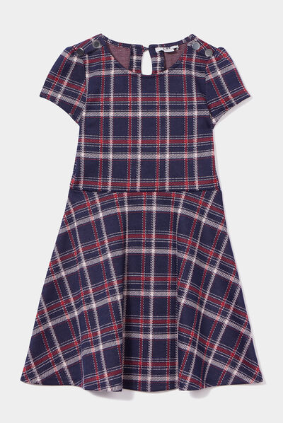 Robe patineuse manches courtes bleu marine fille