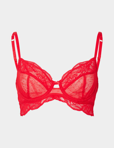Soutien-gorge emboîtant dentelle rouge femme