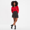 Jupe courte patineuse fluide volantée noir femme