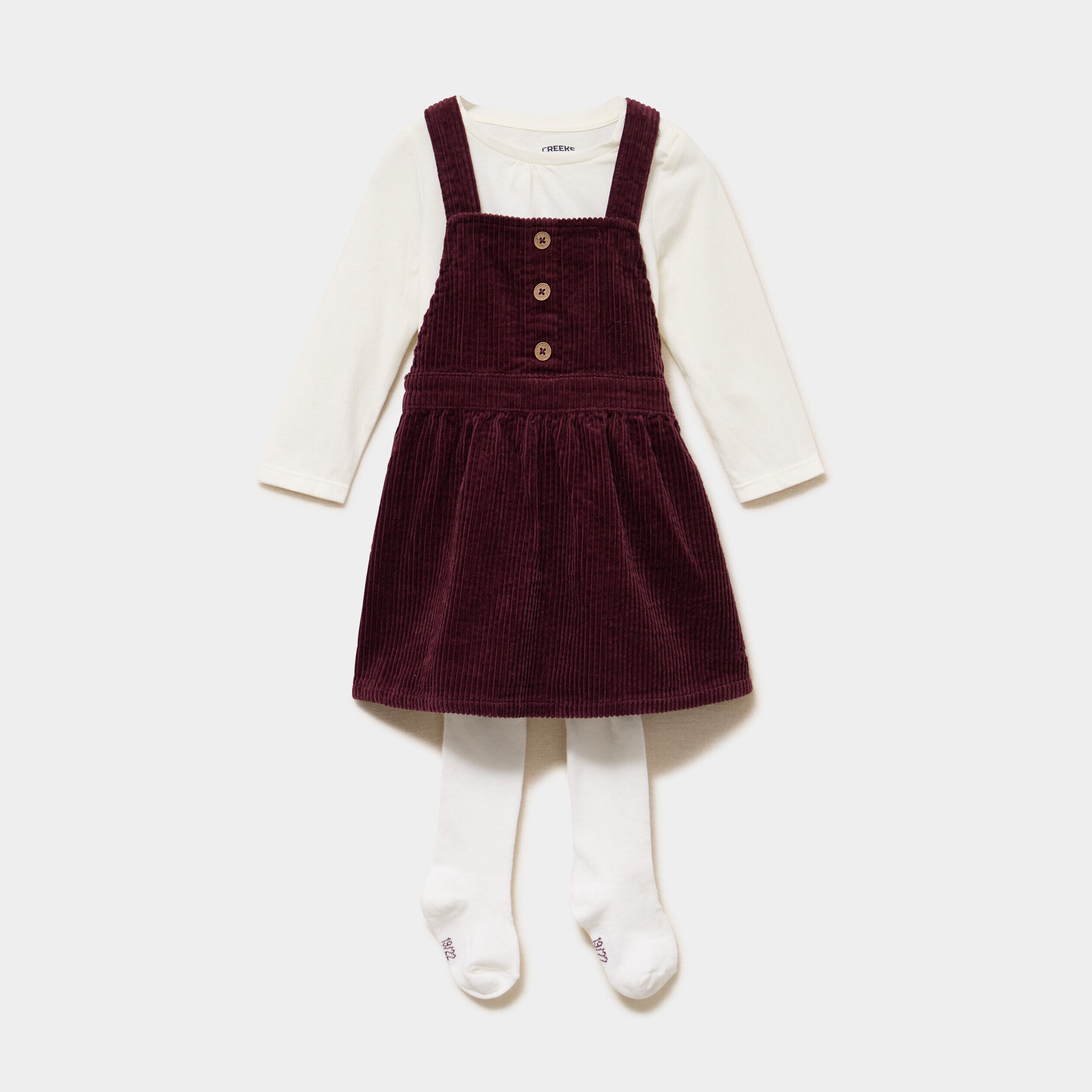 Ensemble 3 pièces avec robe velours violet foncé bébé fille CREEKS