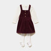 Ensemble 3 pi&egrave;ces avec robe velours violet fonc&eacute; b&eacute;b&eacute; fille