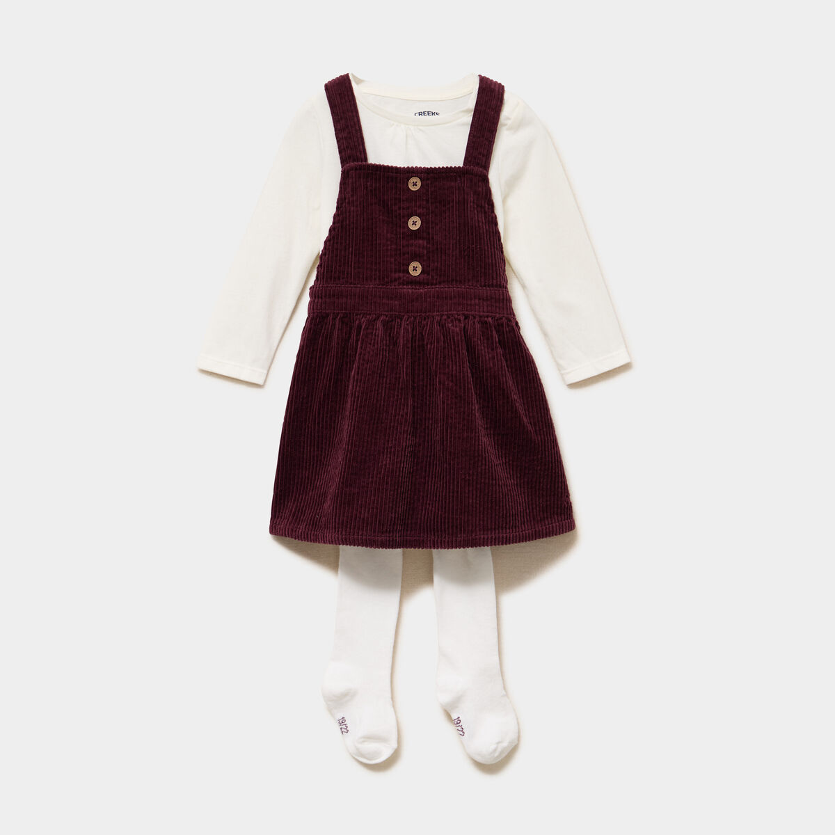 Ensemble 3 pi&egrave;ces avec robe velours violet fonc&eacute; b&eacute;b&eacute; fille