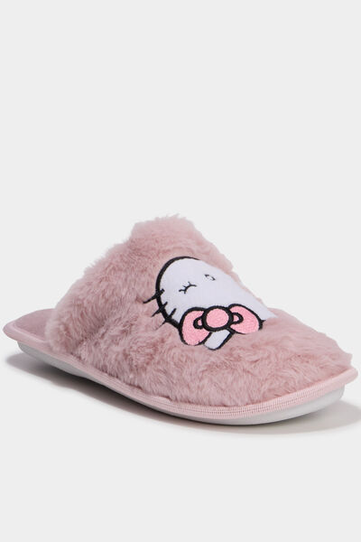 Chaussons fausse fourrure Hello Kitty rose femme