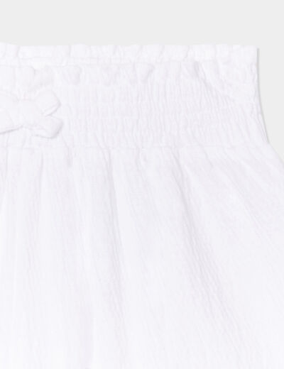 Short fluide taille smockée blanc bébé fille