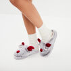 Chaussons mules fausse fourrure gris femme