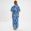 Robe midi col en V manches courtes bleu electrique femme