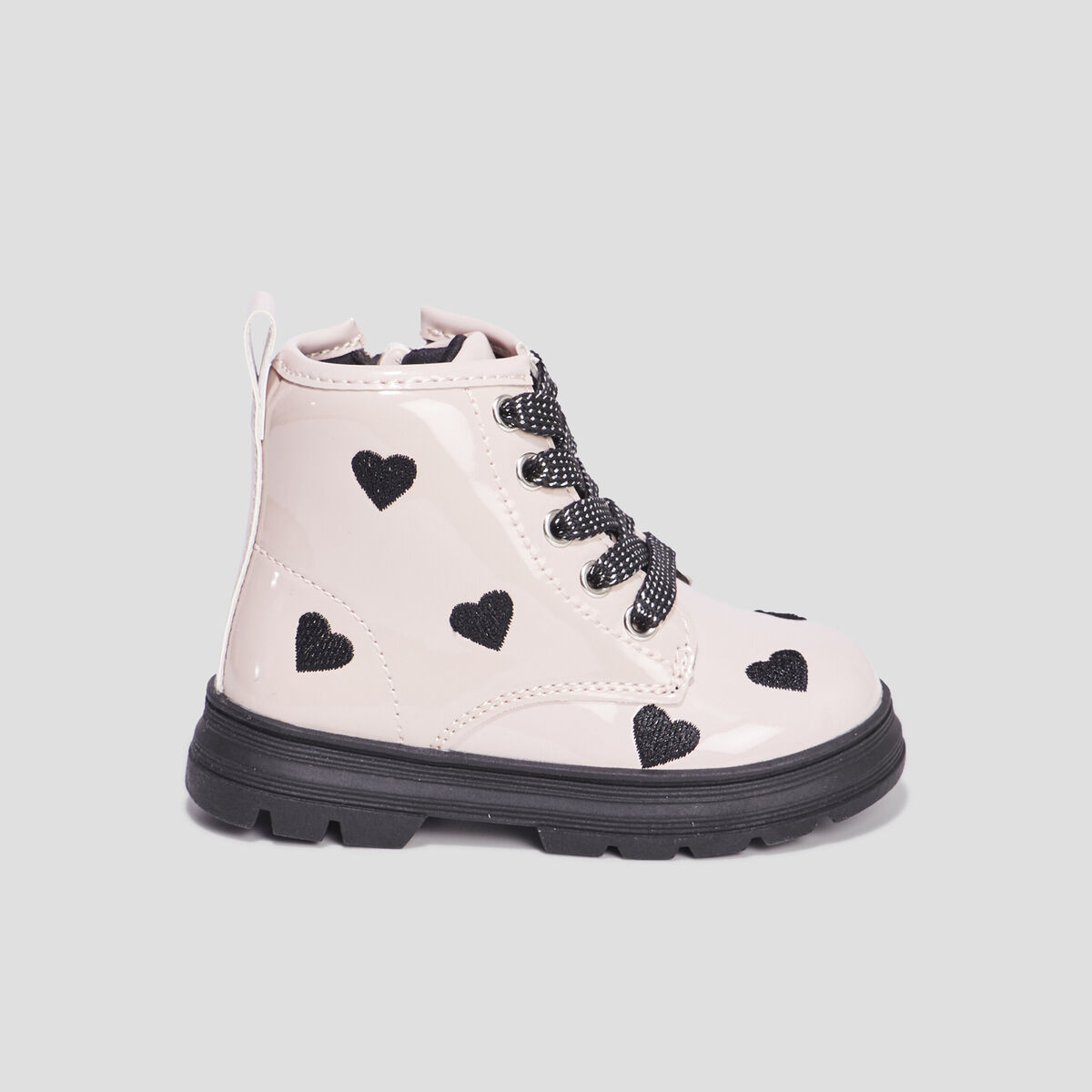 Bottines crantées zippées rose bébé fille