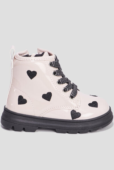 Bottines crantées zippées rose bébé fille