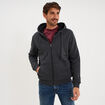 Sweat zipp&eacute; doublure effet sherpa gris fonc&eacute; homme