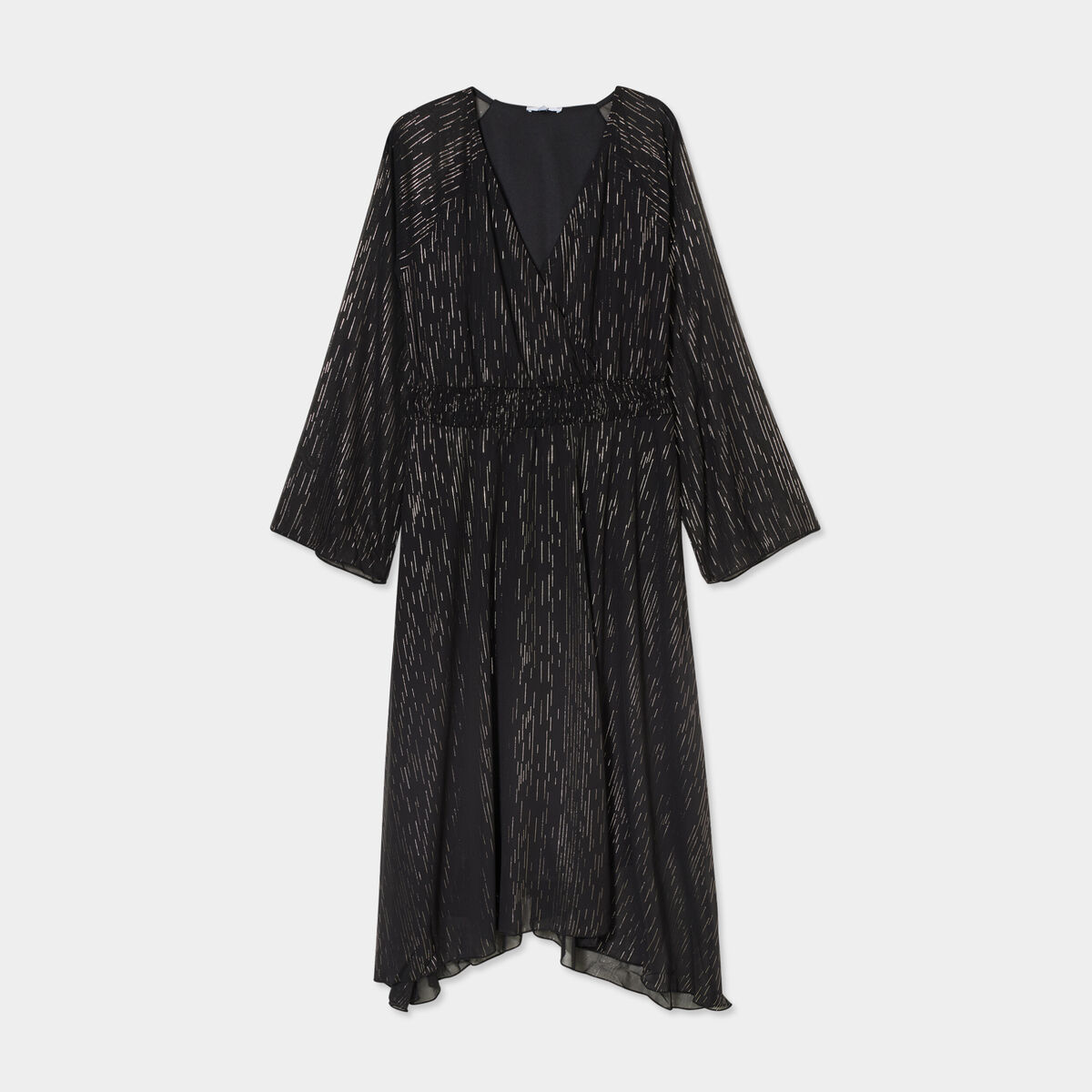 Robe longue évasée asymétrique noir femme