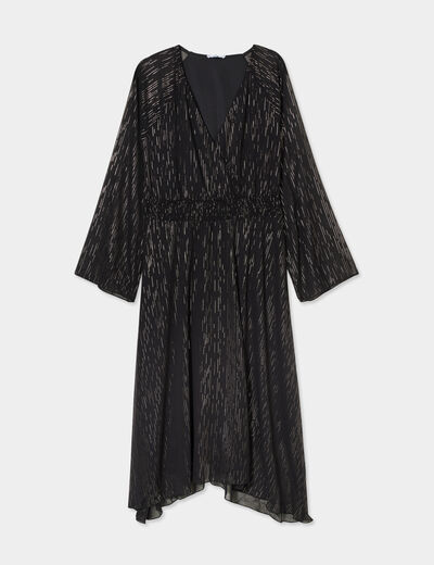 Robe longue évasée asymétrique noir femme