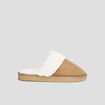 Chaussons mules col en fausse fourrure camel femme