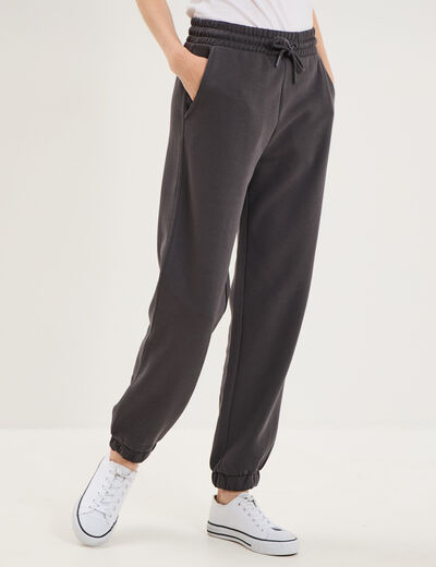 Pantalon de jogging molletonn&eacute; gris fonc&eacute; femme