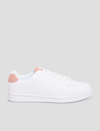Tennis basses à lacets bout rond rose femme