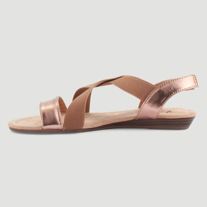 Sandales élastiquées petit compensé femme rose