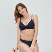 Soutien-gorge dentelle sans armatures bleu marine femme