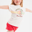 T-shirt avec col rond manches courtes ivoire fille