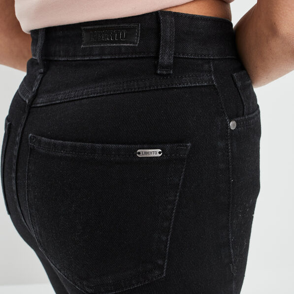 jeans slim taille haute fendu denim noir femme Jeans slim taille haute fendu denim noir femme