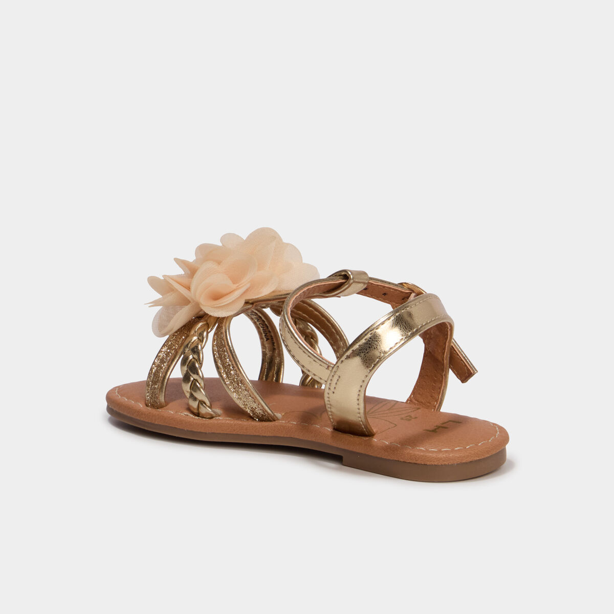 Sandales avec d&eacute;tails froufrous jaune or fille