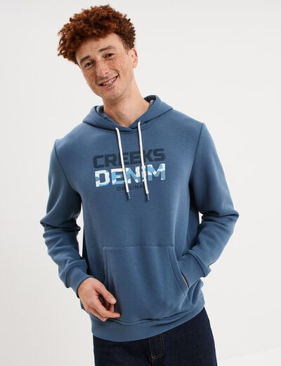 Sweat hoodie molleton Creeks bleu gris homme