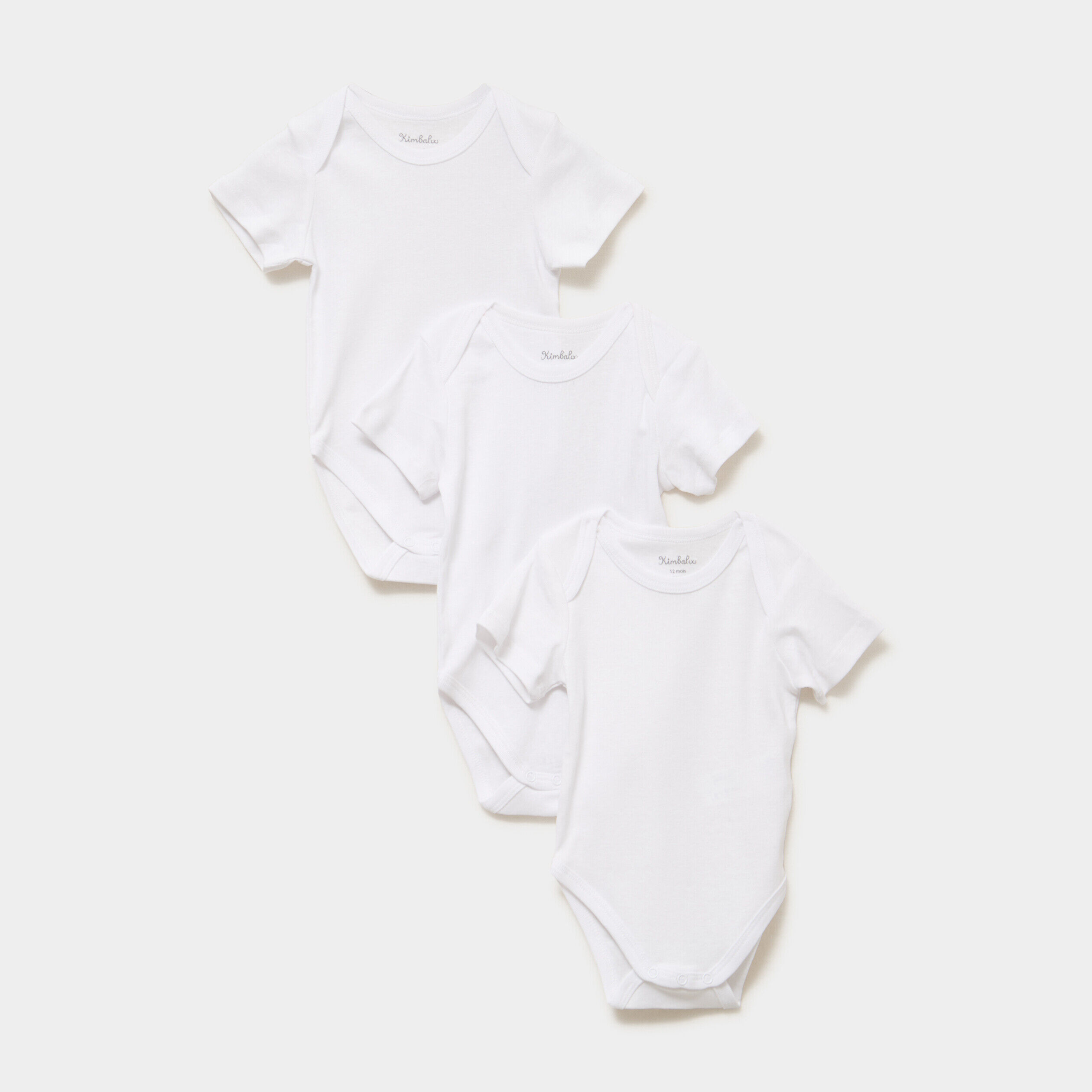 Lot 3 bodies US coton manches courtes blanc bébé
