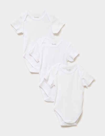 Lot 3 bodies US coton manches courtes blanc b&eacute;b&eacute;