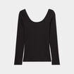 T-shirt côtelé cintré manches longues noir femme