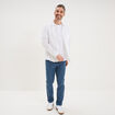 Pantalon chino droit extensible bleu gris homme