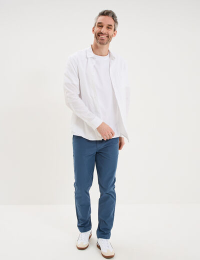 Pantalon chino droit extensible bleu gris homme