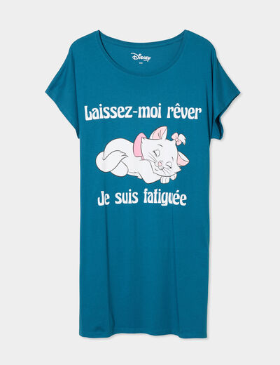 Chemise de nuit Aristochats Marie bleu canard femme grande taille
