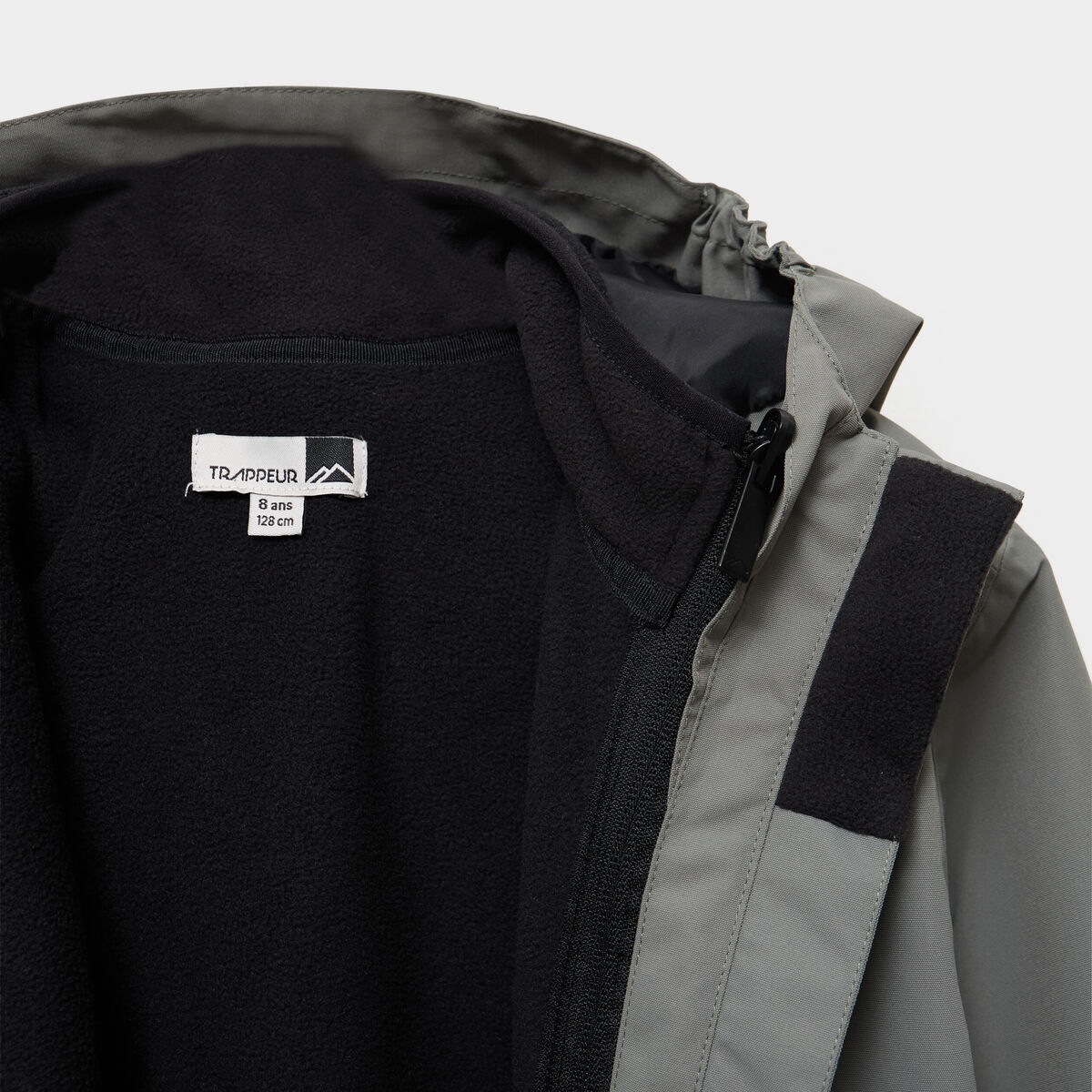 Parka 3-en-1 imperm&eacute;able &agrave; capuche gris gar&ccedil;on