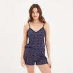 Haut de pyjama débardeur col V bleu marine femme