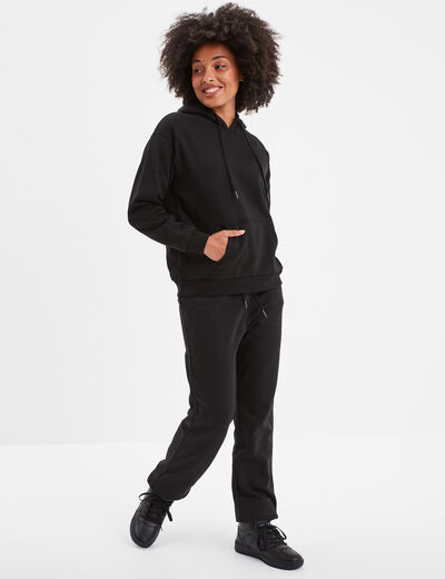 Sweat hoodie molleton à capuche noir femme