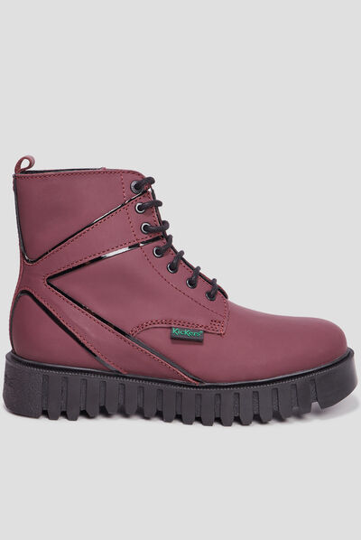 Bottines en cuir Kickers Kickfab bordeaux femme