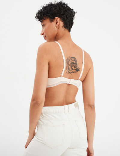 Soutien-gorge triangle paddé coton rose poudrée femme