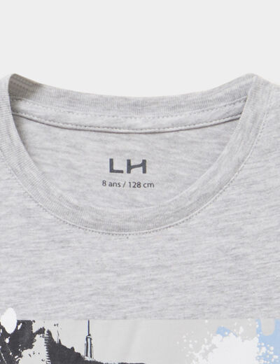 T-shirt col rond manches courtes gris gar&ccedil;on