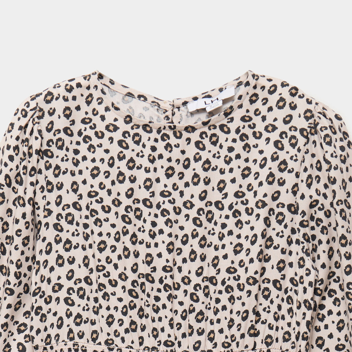 Robe courte patineuse &agrave; volants smock&eacute;e sable fille