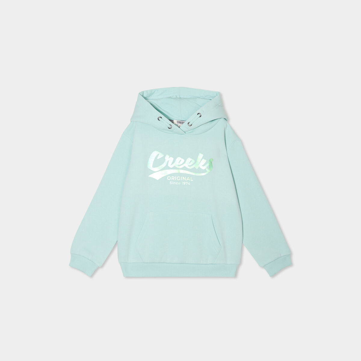 Sweat &agrave; capuche hoodie &agrave; logo vert pastel fille