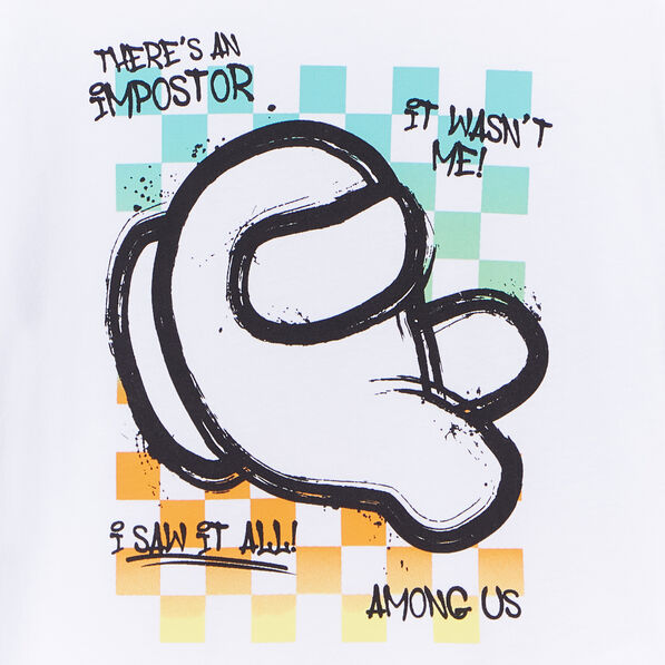 T-shirt manches courtes coton Among Us blanc garçon