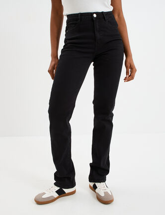 Jeans regular 5 poches coton Creeks denim noir femme