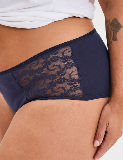 Shorty en coton bleu marine femme grande taille