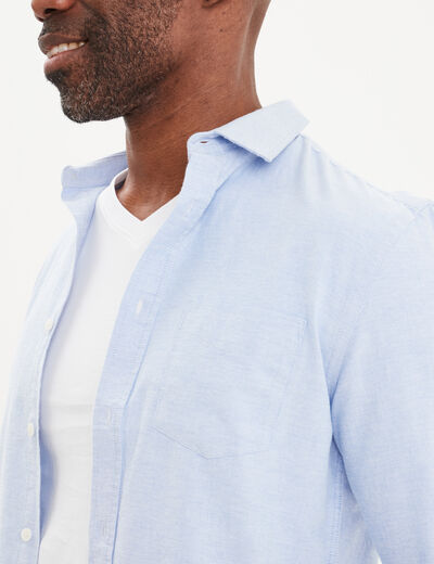 Chemise coton manches longues Creeks bleu ciel homme