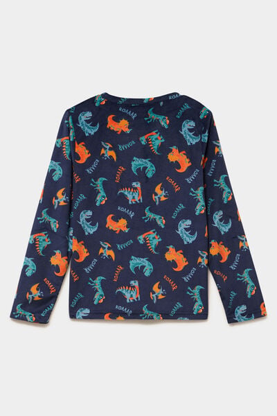 Ensemble pyjama effet velours 2 pi&egrave;ces bleu marine gar&ccedil;on
