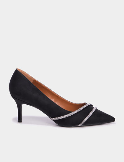 Escarpins détails strass noir femme