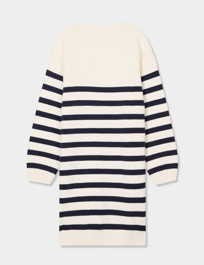 Robe pull droite manches longues Creeks ecru fille