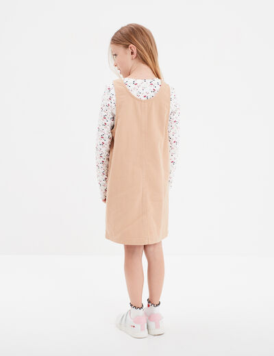 Ensemble 2 pièces robe et t-shirt coton sable fille