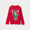 T-shirt de No&euml;l manches longues coton rouge gar&ccedil;on